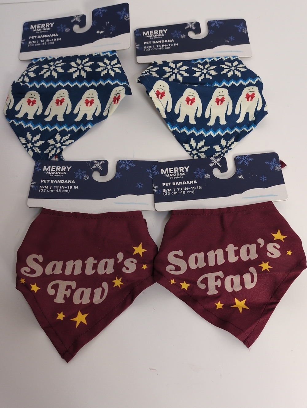 NWT Merry Makings Christmas Dog Bandana Lot 4 Small Medium Yeti Santa’s Fav